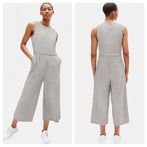 eileen fisher speckled organic cotton jumpsuit